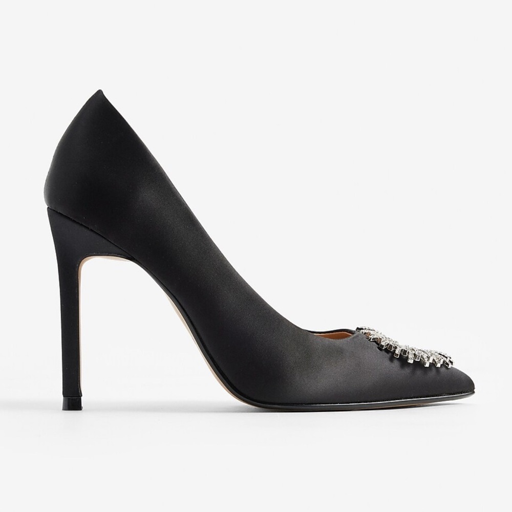 Express Black Embellished Women's Heels - Picture 10 of 12